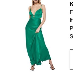 Green Dress Karlotta Cutout Satin Slipdress